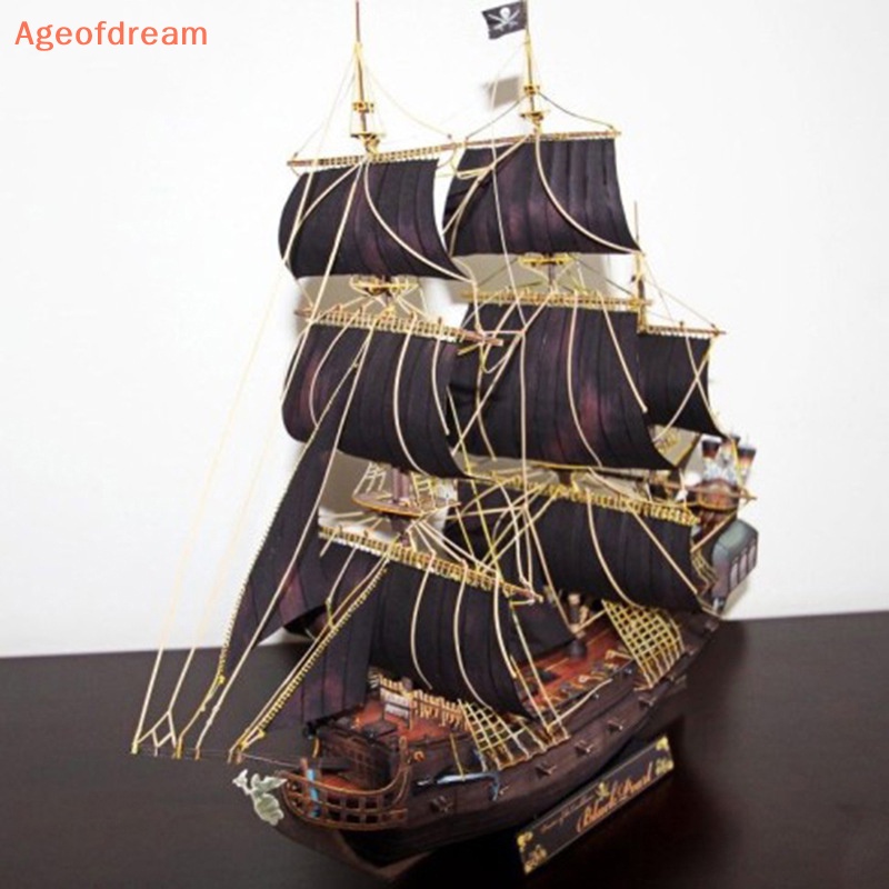ageofdream-โมเดลกระดาษ-รูปเรือโจรสลัด-ประดับไข่มุก-สีดํา-diy-ของเล่นสําหรับเด็ก
