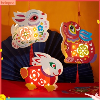(bologna) โคมไฟแขวน รูปกระต่ายน่ารัก เรืองแสง แฮนด์เมด สไตล์จีน DIY สําหรับตกแต่งบ้าน เทศกาลฤดูใบไม้ผลิ ฤดูใบไม้ร่วง 1 ชุด