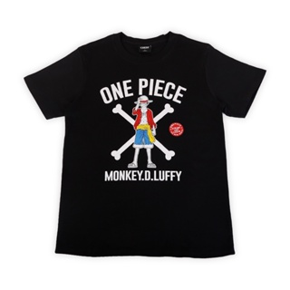 ร้อนขายผ้าฝ้ายแขนสั้น [สินค้าลิขสิทธิ์แท้/พร้อมส่ง] เสื้อยืดคอกลม สีดำ วันพีซ ลูฟี่ | One Piece Luffy T-shirt [No.107]