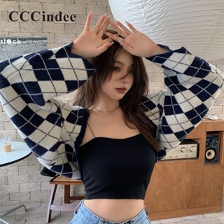 Cccindee ใหม่ เสื้อแจ็กเก็ตลําลอง แขนยาว ทรงหลวม ลายตารางหมากรุก เข้ากับทุกการแต่งกาย แฟชั่นสําหรับสตรี 2023