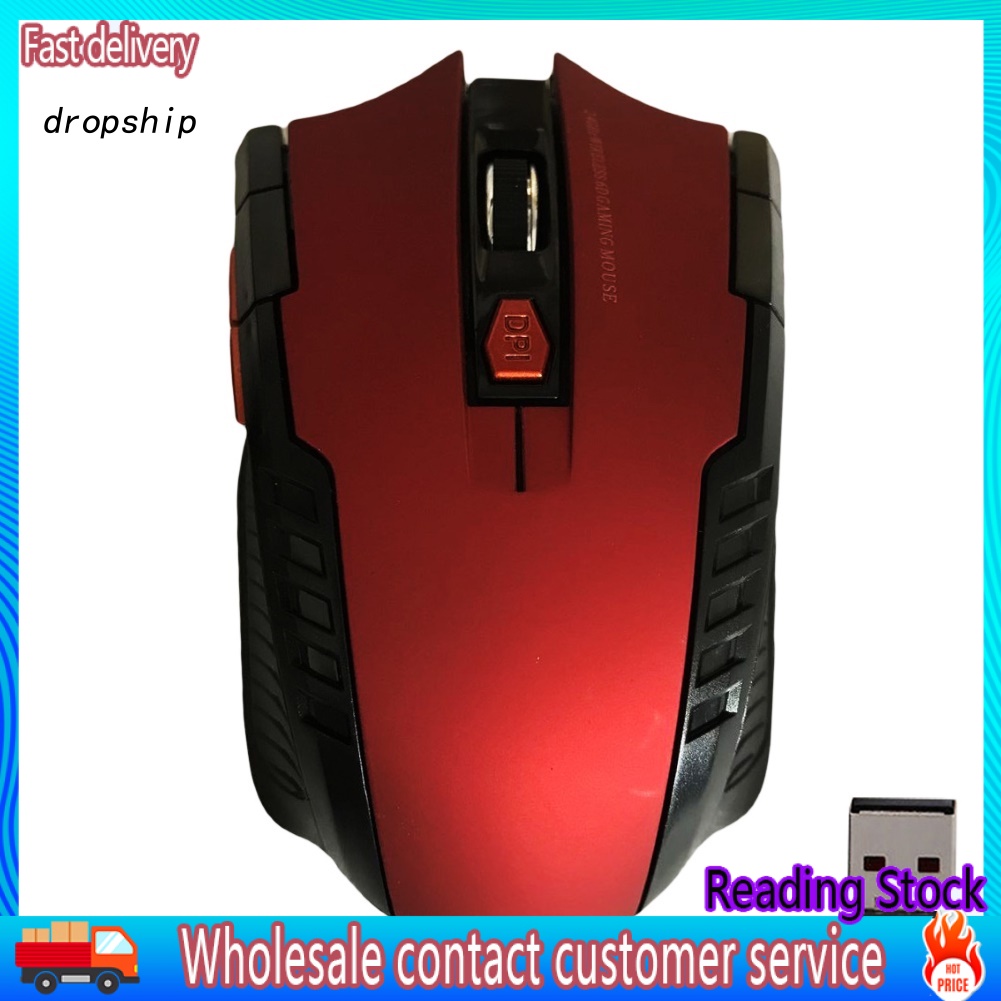 Dro_ Ergonomic เมาส์เกมมิ่งไร้สาย 6 คีย์ 1600DPI 24GHz รับสัญญาณ USB ...