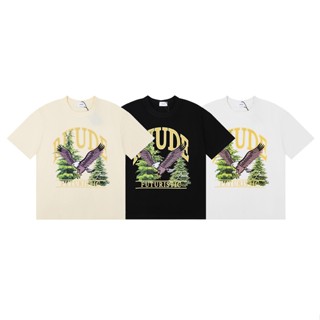 เสื้อยืดแขนสั้น คอกลม พิมพ์ลายนกอินทรีย์ ทรงหลวม สไตล์สตรีท แฟชั่นสําหรับผู้ชาย และผู้หญิง