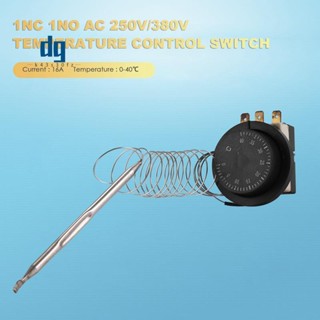  1nc 1NO AC 250V/380V 16A 0-40C สวิตช์ควบคุมอุณหภูมิ เทอร์โมสตัท เส้นเลือดฝอย