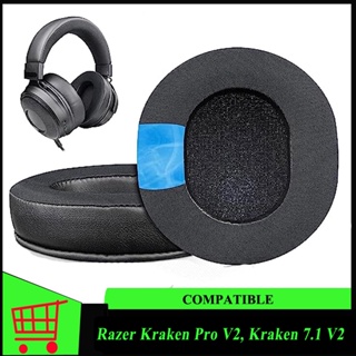 แผ่นรองหูฟังเจล ระบายความร้อน พร้อมเมมโมรี่โฟม แยกเสียงรบกวน สีดํา สําหรับ Razer Kraken Pro V2 Kraken 7.1 V2