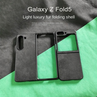 เคสหนังนิ่ม แบบแข็ง ประดับขนเฟอร์ พรีเมี่ยม สําหรับ Samsung Galaxy Z Fold 5 4 3 2 ZFlip 5 4 3
