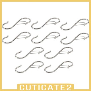 [Cuticate2] ตะขอแขวนเสื้อผ้า รูปตัว S อเนกประสงค์ พร้อมหัวเข็มขัด กันตก สําหรับช้อน กระทะ กางเกงยีน เสื้อผ้า 10 ชิ้น