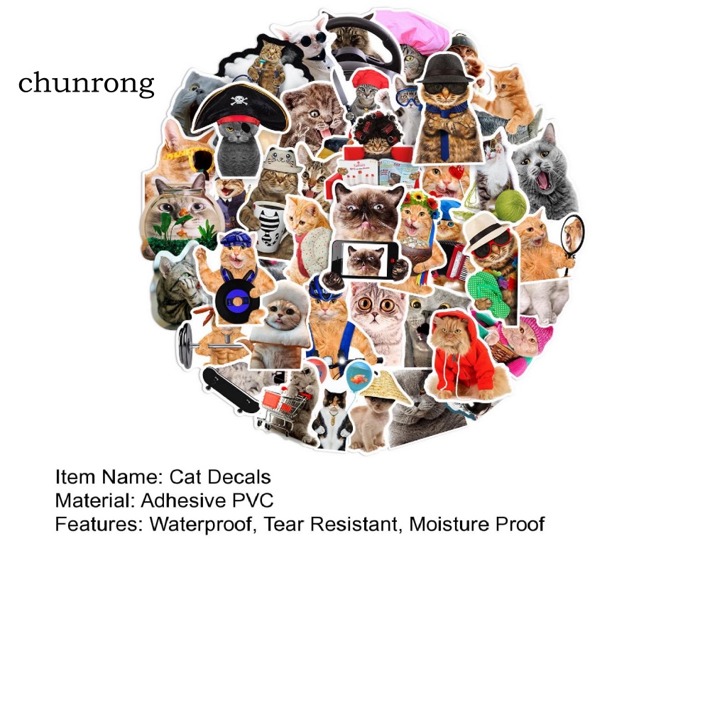 chunrong-สติกเกอร์-ลายแมว-มีกาวในตัว-สําหรับติดตกแต่งโทรศัพท์มือถือ-ขวดน้ํา-แล็ปท็อป-รถยนต์-1-ชุด