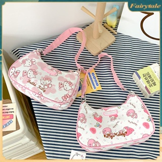 ❀ Sanrio Underarm Bag Pu Leaher Women Bag Kawaii Handbag Hello Kitty Kuromi Mymelody Shoulder Bag Fashion Messenger Bag Gift