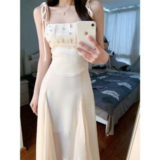 T Classy Celebrity ชุดเดรสสายเดี่ยว เอวแคบ สไตล์แฟรี่ เหมาะกับฤดูร้อน สําหรับผู้หญิง