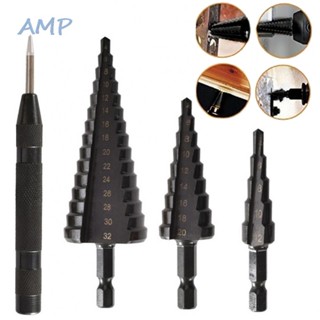 ⚡NEW 8⚡Step Drill Bit With Center Punch 4pcs Handle 250-400 RPM Hexagonal High Quality