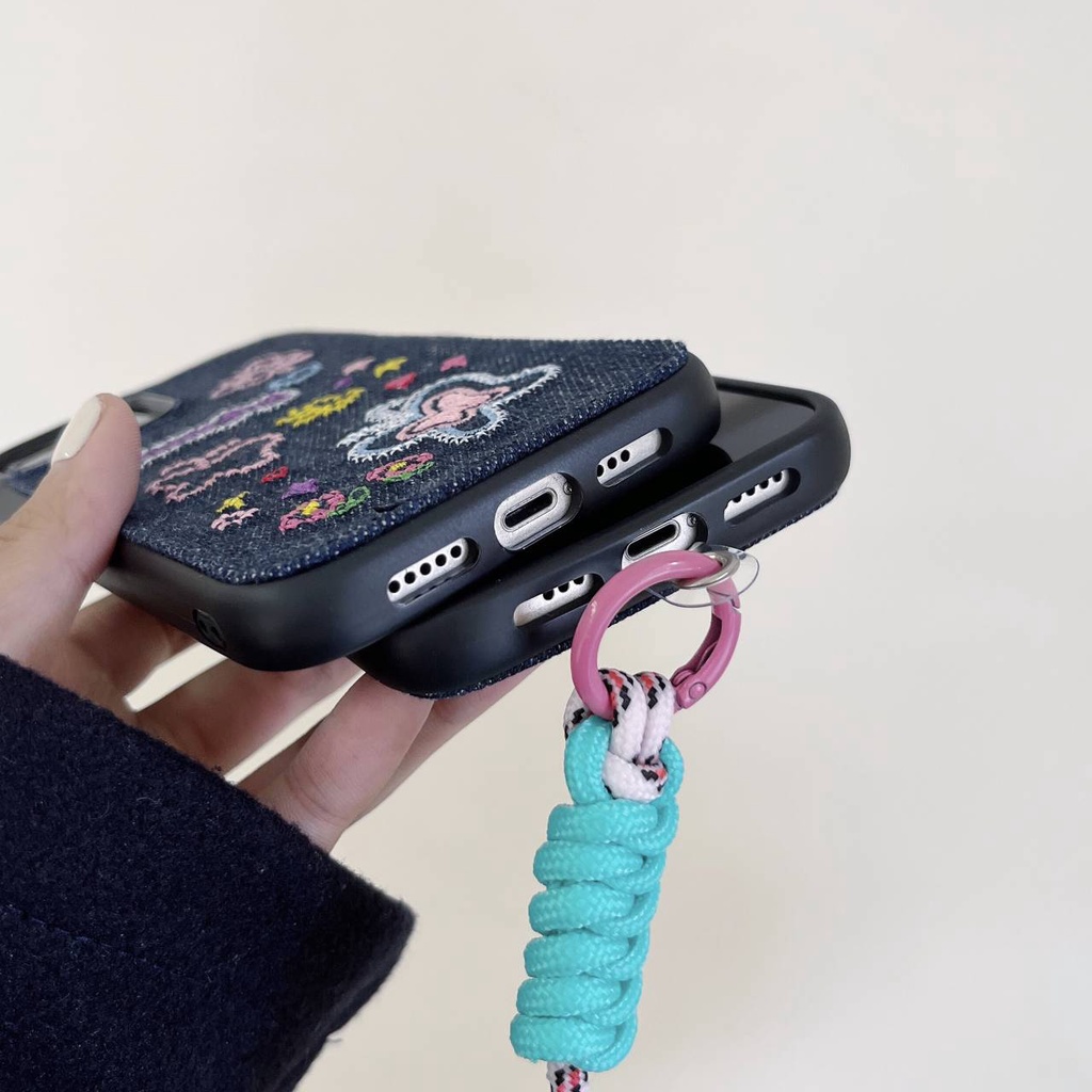 เคสโทรศัพท์มือถือ-tpu-ปักลายผีเสื้อ-สีชมพู-พร้อมสายคล้อง-กันกระแทก-สําหรับ-apple-iphone-15-14-13-12-11-pro-max