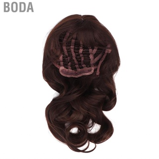 Boda Womens Curly Hair Wigs Elegant Brown Color Fit Buckle Use Bangs