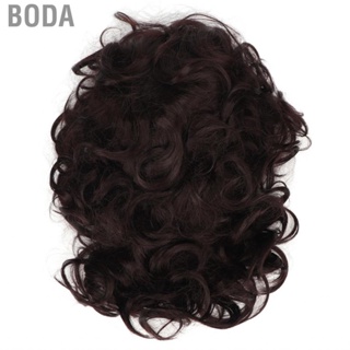 Boda Men Short Wigs  Black Color Adjust Buckle Firmly Wear Real Look Curly for Parties