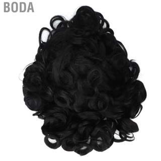 Boda Black Curly Wig  Short Style High Temperature Synthetic Hair Easy To Maintain Adjustable Size Good Stability for Cosplay Party