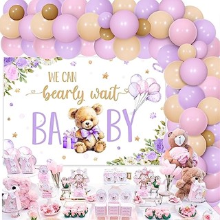 Cheereveal We Can Bearly Wait ลูกโป่ง สีชมพู สีม่วง สําหรับตกแต่งปาร์ตี้ อาบน้ําเด็ก