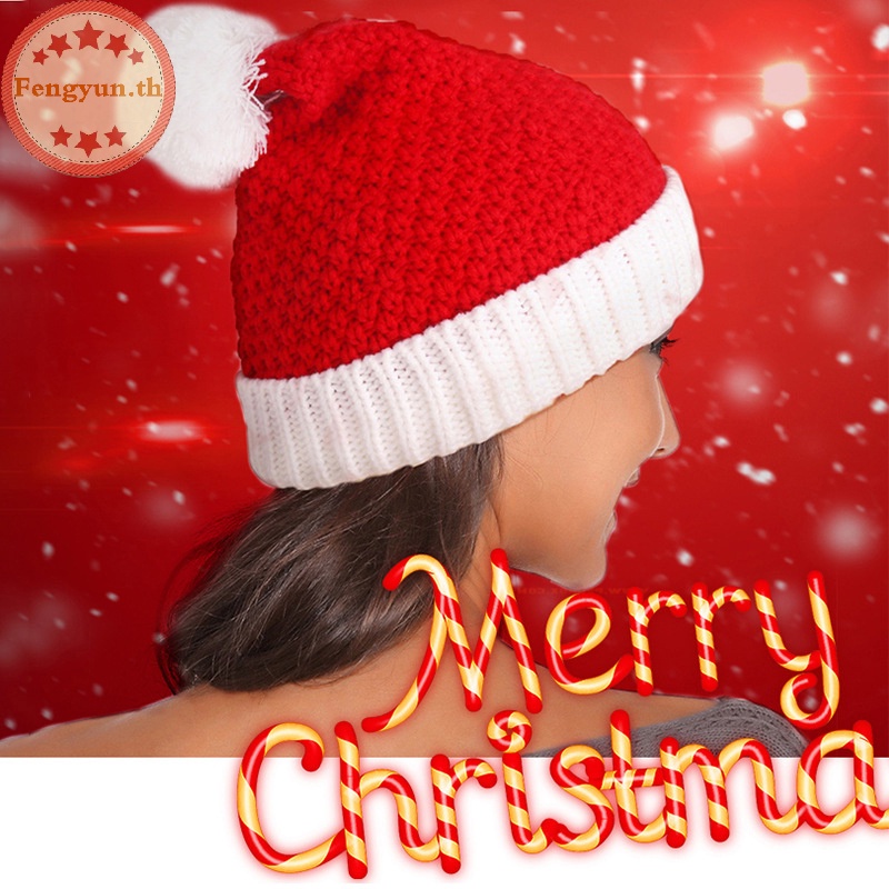 fengyun-หมวกซานตาคลอส-ผ้ากํามะหยี่ขนนิ่ม-แบบสั้น-สีแดง-อบอุ่น-สําหรับแม่-และลูก-ตกแต่งคริสต์มาส-ของขวัญปีใหม่-th