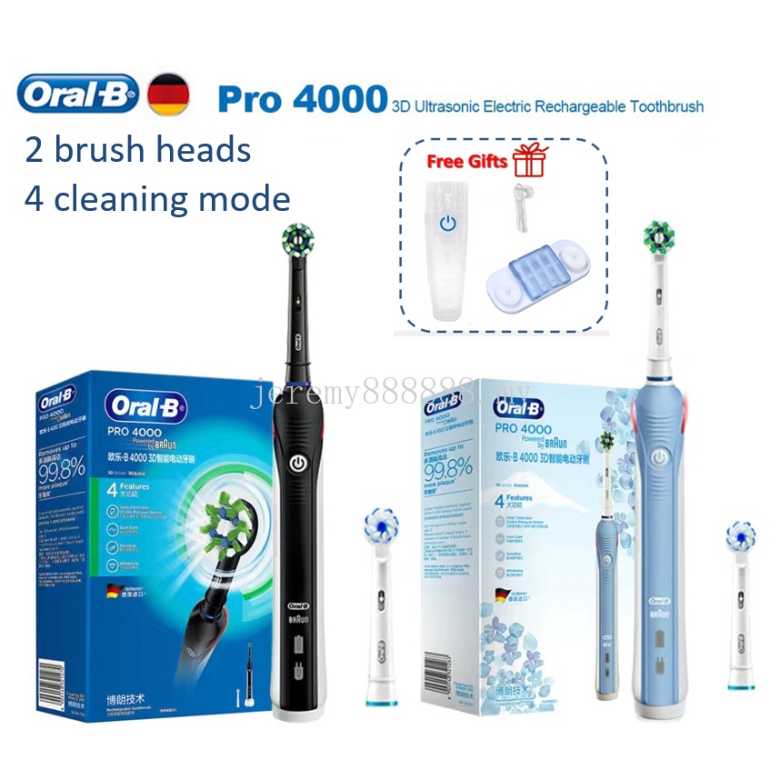 ⚡ขายดี⚡Oral B Pro4000 แปรงสีฟันไฟฟ้า อัลตราโซนิก 3D 4 โหมดทําความสะอาด ...