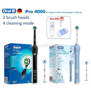 ORAL B B Pro4000 3 D แปรงสีฟันไฟฟ้าอัลตราโซนิก 4 โหมด