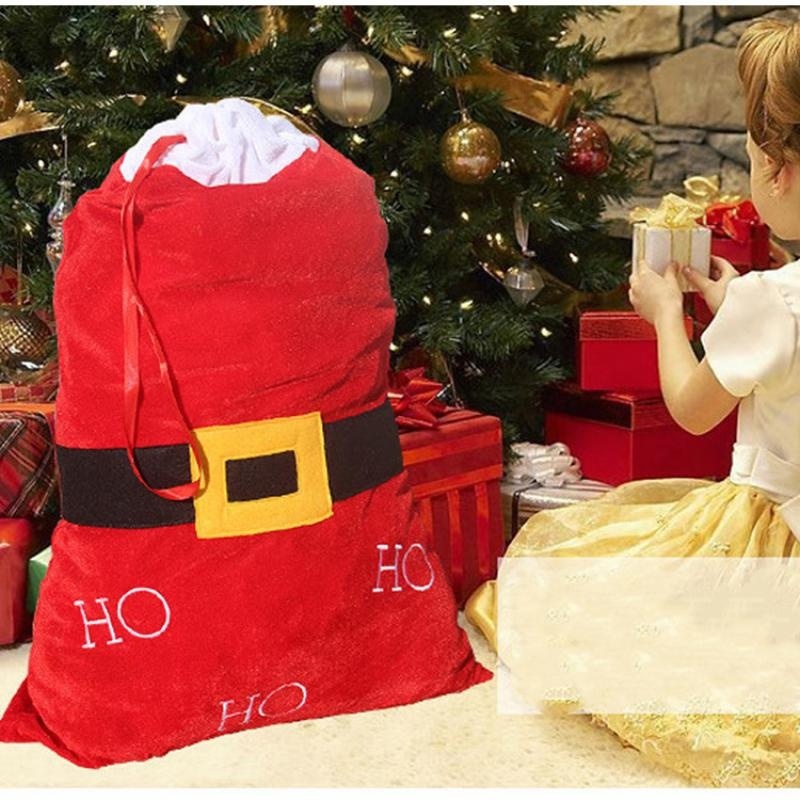 ถุงของขวัญคริสต์มาส-แบบหูรูด-ลายซานตาคลอส-พร้อมสายเข็มขัดรัด