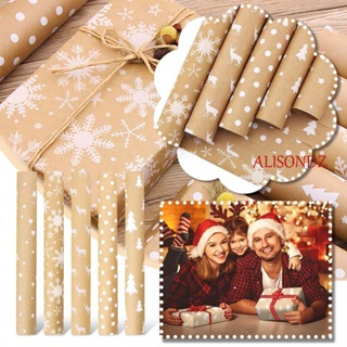 Alisondz กระดาษห่อของขวัญ DIY แฮนด์เมด เกล็ดหิมะ บรรจุภัณฑ์ กระดาษคราฟท์ อุปกรณ์ปาร์ตี้คริสต์มาส