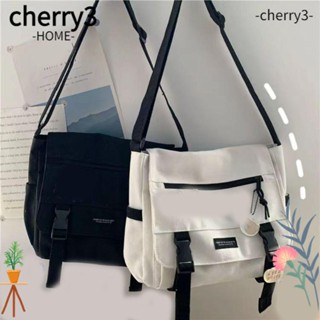 Cherry3 กระเป๋าสะพายไหล่ ผ้าแคนวาส ขนาดใหญ่ จุของได้เยอะ สีพื้น พร้อมสายคล้องไหล่ ปรับได้ สําหรับวัยรุ่น