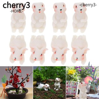 Cherry3 ฟิกเกอร์เรซิ่น รูปกระต่ายจิ๋ว สีขาว สําหรับตกแต่งสวน 4 ชิ้น