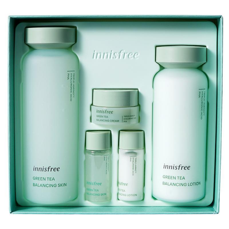 innisfree-ชุดโลชั่นชาเขียว-ให้ความชุ่มชื้น-อ่อนโยน-ไม่ระคายเคือง-บํารุงผิวหน้า-ไม่เหนียวเหนอะหนะ-5-ชิ้น-กล่อง