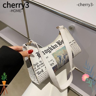 Cherry3 กระเป๋าสะพายไหล่ กระเป๋าถือ หนัง PU พิมพ์ลายตัวอักษร ความจุขนาดใหญ่ แฟชั่นสําหรับสตรี