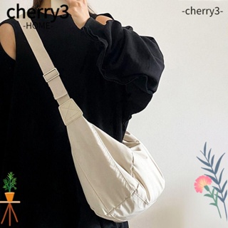 Cherry3 กระเป๋าสะพายไหล่ ผ้าฝ้าย ความจุขนาดใหญ่ น้ําหนักเบา สีพื้น สําหรับผู้หญิง