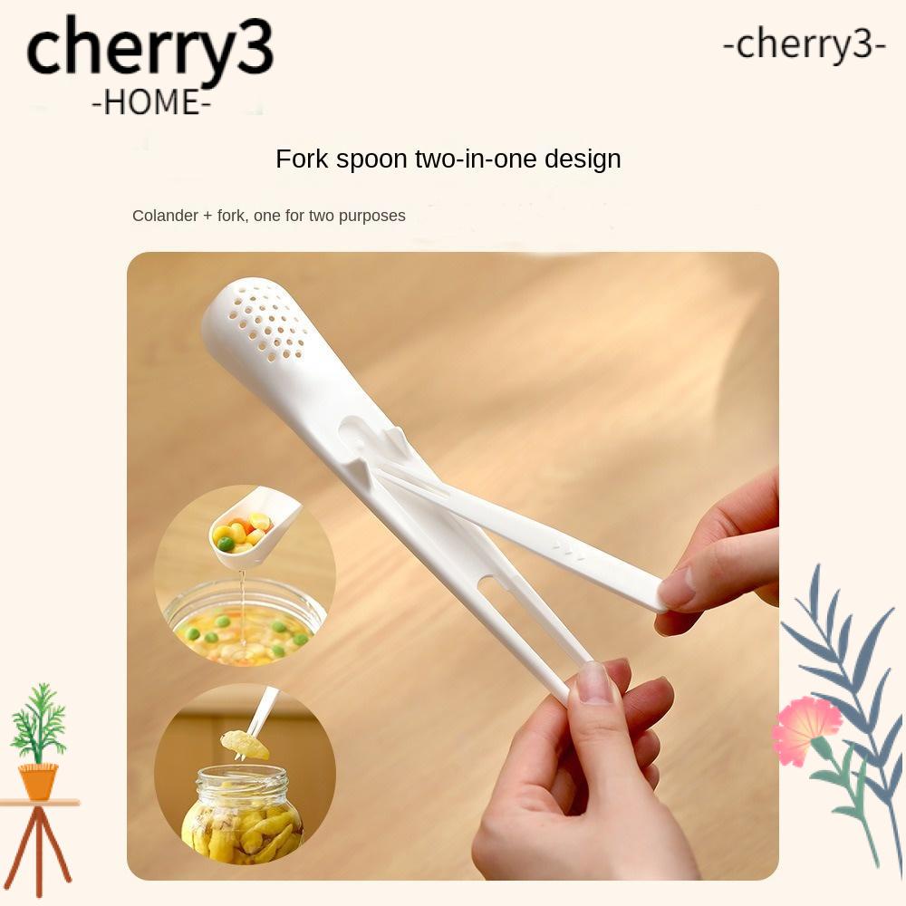 cherry3-ช้อนส้อมพลาสติก-ขนาดเล็ก-แบบพกพา-ทนทาน-สีขาว-2-in-1-สําหรับกรองน้ํามัน-น้ําผลไม้