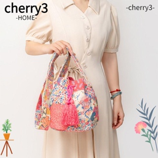Cherry3 กระเป๋าสะพายข้าง กระเป๋าถือ ผ้าแคนวาส พิมพ์ลาย สไตล์โบฮีเมียน ความจุขนาดใหญ่ แบบพกพา แฟชั่นชายหาด สําหรับผู้หญิง