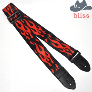 Bliss สายคล้องคอกีตาร์เบส พิมพ์ลายเปลวไฟ สีแดง ปรับได้ ทนทาน อุปกรณ์เสริม สําหรับกีตาร์คลาสสิก