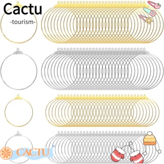 Cactu ต่างหูห่วง สเตนเลส สังกะสีอัลลอย ทรงกลม แฮนด์เมด