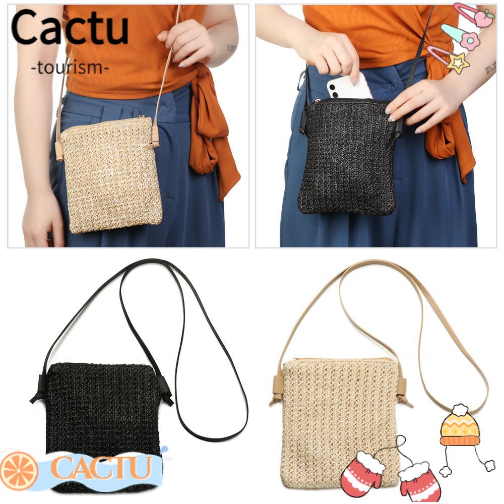 cactu-ฟางชายหาด-ฤดูร้อน-วันหยุด-น่ารัก-กระเป๋าสะพายข้าง-กระเป๋าคลัทช์