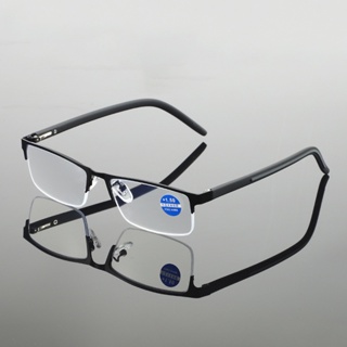 (+100~+400) แว่นตาสายตายาว กรอบโลหะ ป้องกันแสงสีฟ้า แฟชั่นสําหรับผู้ชาย