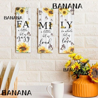 Banana1 ป้ายไม้ ลายดอกทานตะวัน ขนาด 11.8*3.9 นิ้ว เข้ากับทุกการแต่งกาย สําหรับตกแต่งผนัง ห้องครัว ครอบครัว ห้องนอน 3 ชิ้น