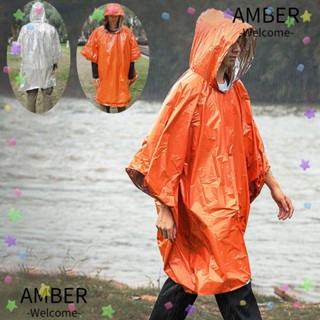 Amber เสื้อคลุมกันฝนฉุกเฉิน เสื้อปอนโช ฉนวนกันความร้อน สะท้อนแสง กันลม อเนกประสงค์ อุปกรณ์เสริม สําหรับตั้งแคมป์