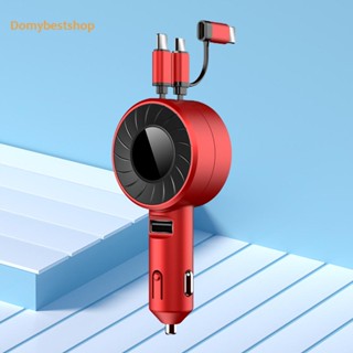[Domybestshop.th] 3 in 1 อะแดปเตอร์สายชาร์จ USB ในรถยนต์ พับเก็บได้ สําหรับ Samsung iPhone