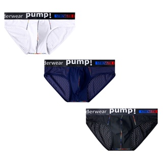 กางเกงชั้นใน บิกินี่ เอวต่ํา ผ้าตาข่าย ระบายอากาศ เซ็กซี่ สําหรับผู้ชาย (3)MP292 3 ชิ้น ต่อล็อต