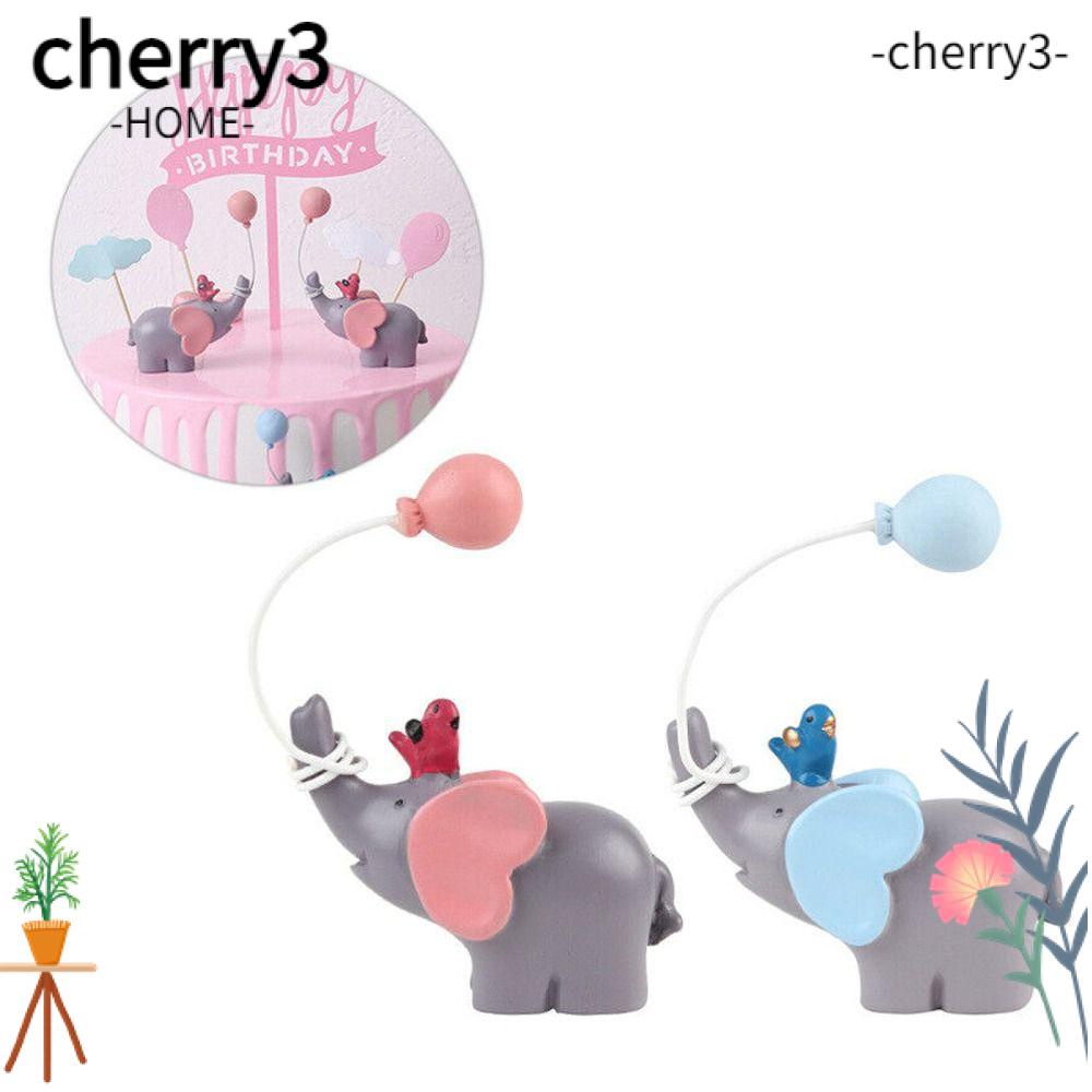 cherry3-ตุ๊กตาช้าง-ขนาดเล็ก-สีฟ้า-สีชมพู-สําหรับตกแต่งเค้กตั้งโต๊ะ