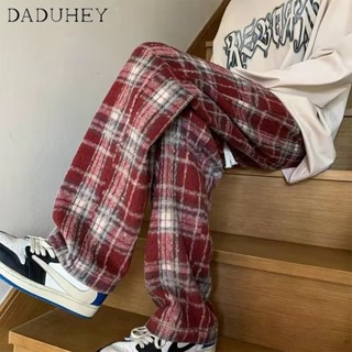 DaDuHey🔥 MenS 2023 New Fashionable Loose All-Match Plaid Casual Pants American High Street Tie-Dye Straight-Leg Pants