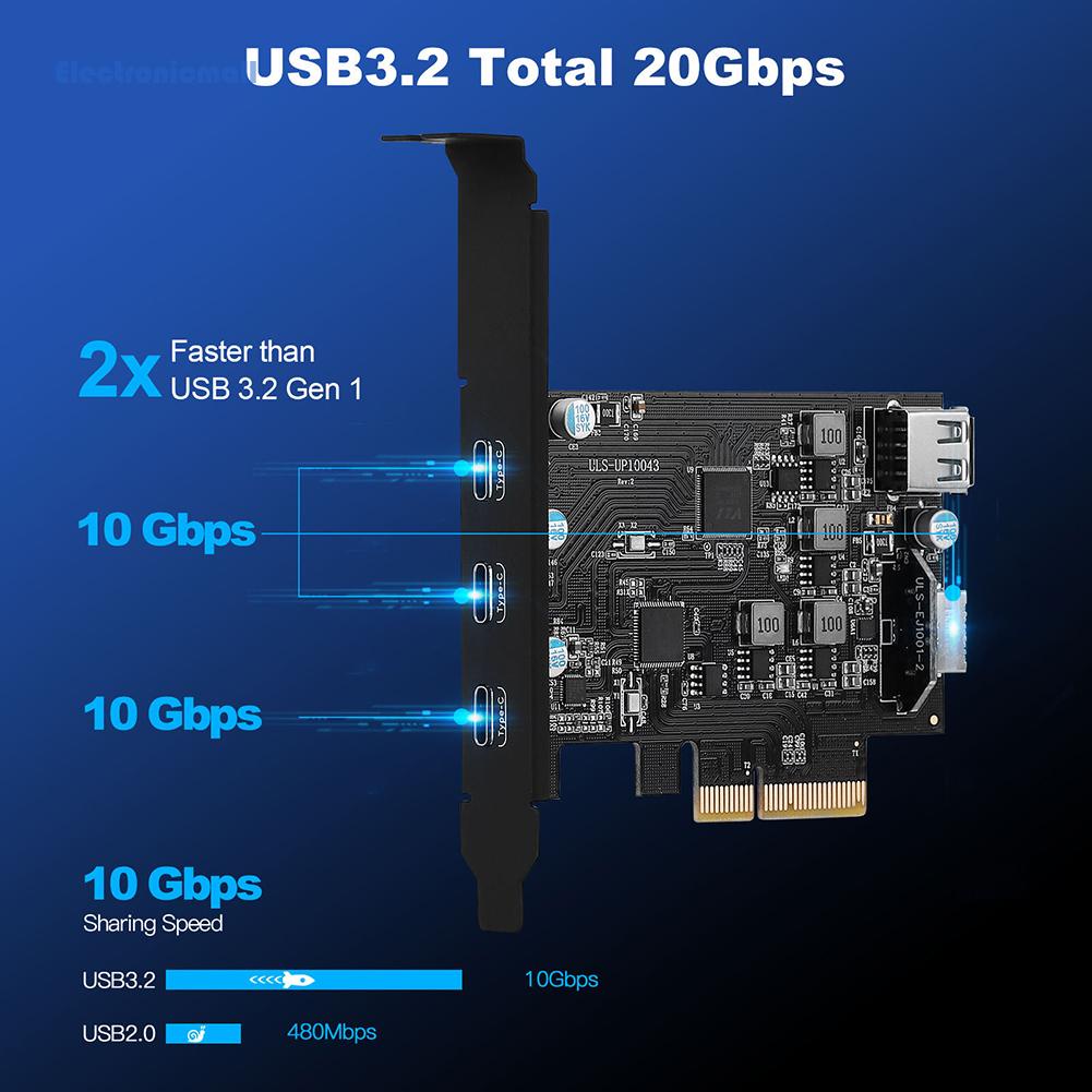 electronicmall01-th-อะแดปเตอร์การ์ดขยาย-pci-e-เป็น-usb3-2-pci-20gbps-pci-e-เป็น-type-c-รองรับ-windows7-8-10-mac-os-linux