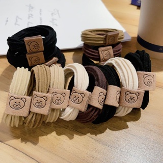 Fashionable cute bear head rope thick high elastic leather band head rope with hair ring durable all kinds of adult tie rope