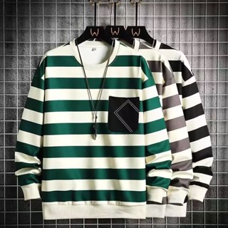 เสื้อกันหนาวแขนยาวลําลอง คอกลม มีฮู้ด ทรงหลวม แต่งกระเป๋า แบบหนา สไตล์สปอร์ต สําหรับผู้ชาย