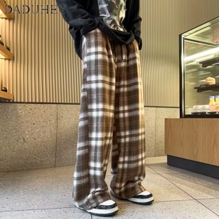 DaDuHey🔥 Mens 2023 Autumn Fashion Loose Plaid Casual Pants Ins Trendy Hong Kong Style Retro Easy Matching Sports Pants