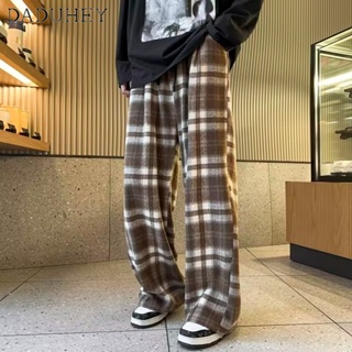DaDuHey🔥 2023 Autumn Fashion Loose Plaid Casual Pants Mens Ins Trendy Hong Kong Style Retro Easy Matching Sports Pants