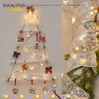 Eutus ริบบิ้นไฟ LED 30 ดวง รูปโบว์ กันน้ํา สีทอง เงิน สําหรับตกแต่งบ้าน หน้าต่าง งานแต่งงาน คริสต์มาส