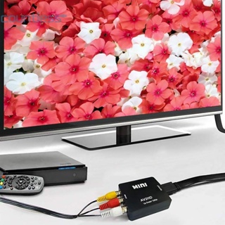 Composite AV CVBS 3RCA to HDMI ตัวแปลงสายเคเบิลวิดีโอ 1080p Upscaling สีดํา [countless.th]