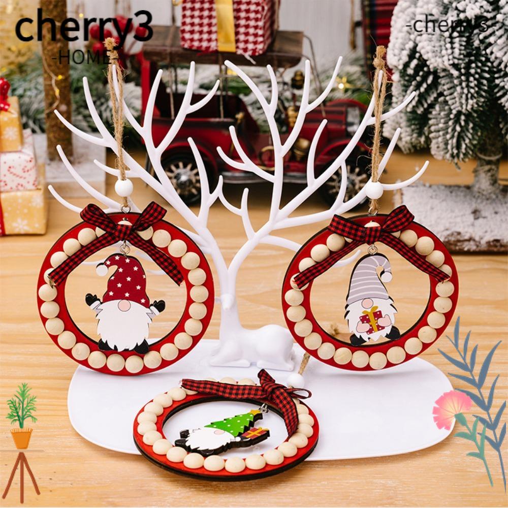 cherry3-จี้ป้ายแท็กไม้-รูปซานตาคลอส-แบบกลวง-สําหรับแขวนตกแต่งต้นคริสต์มาส