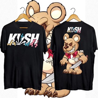 เสื้อยืดคอกลม evil teddy bear สไตล์ใหม่ ขายร้อน KU*SH Evil Teddy Bear Trend New Design Bully เสื้อยืดแฟชั่นพิมพ์